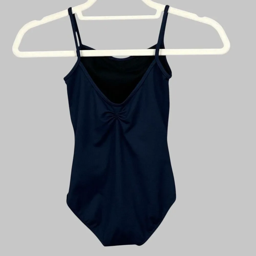 Bloch Navy Ballet Dance Leotard Girls 6X/7 Pinch Front & Back Full Front Lining